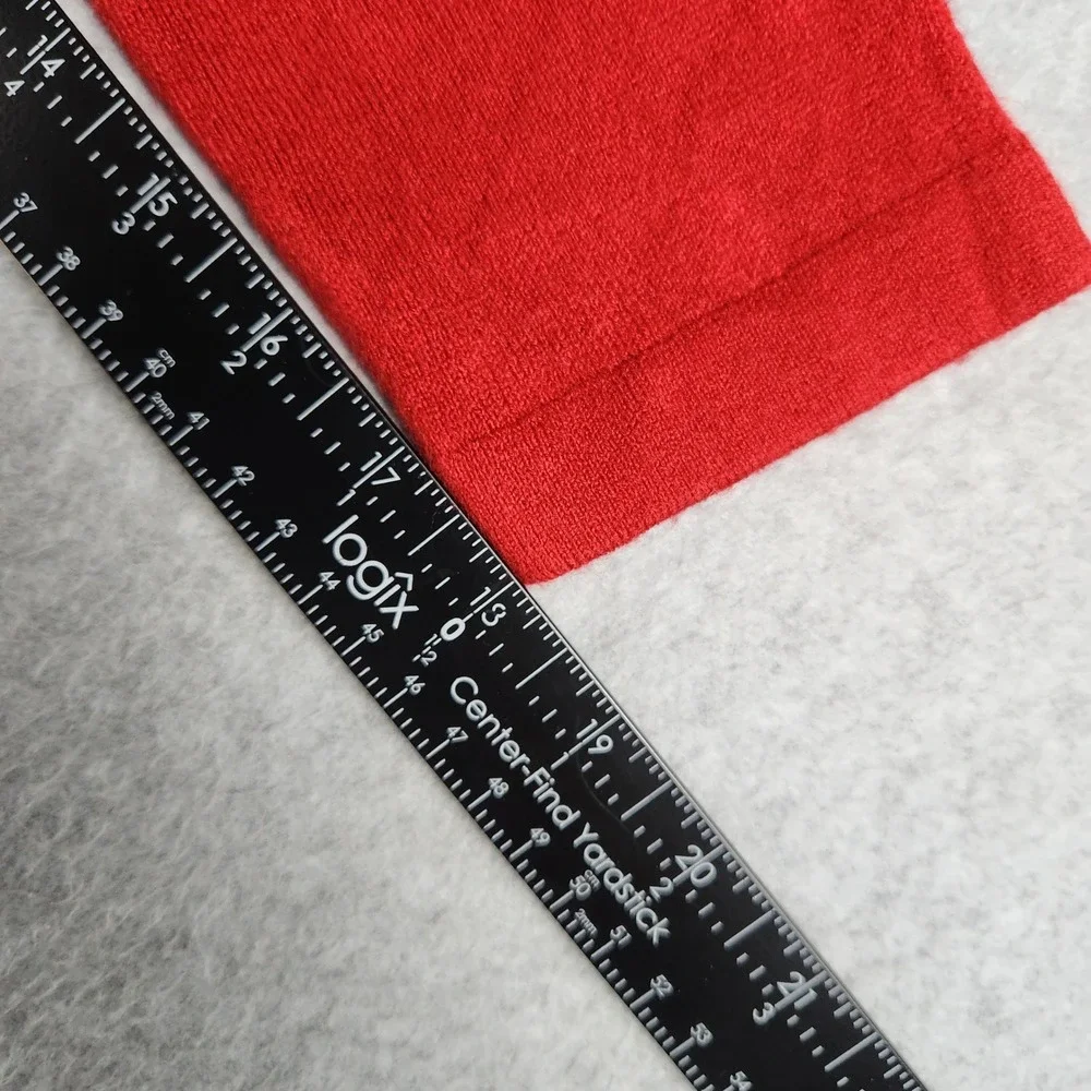 Sweet Romeo Sweater Womens‎ Large Red Tight Knit Crewneck Curved Hem Pullover